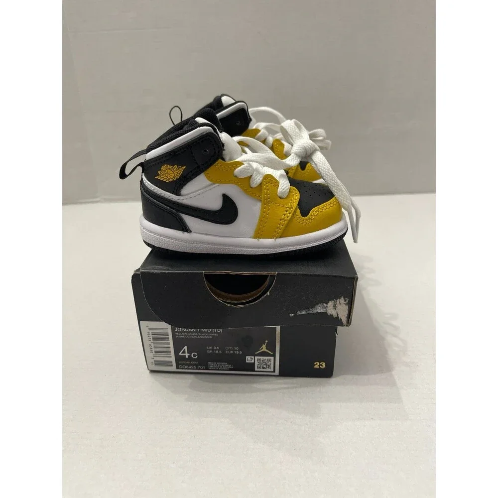 Jordan 1 Mid Yellow Ochre Size 4C New in Box